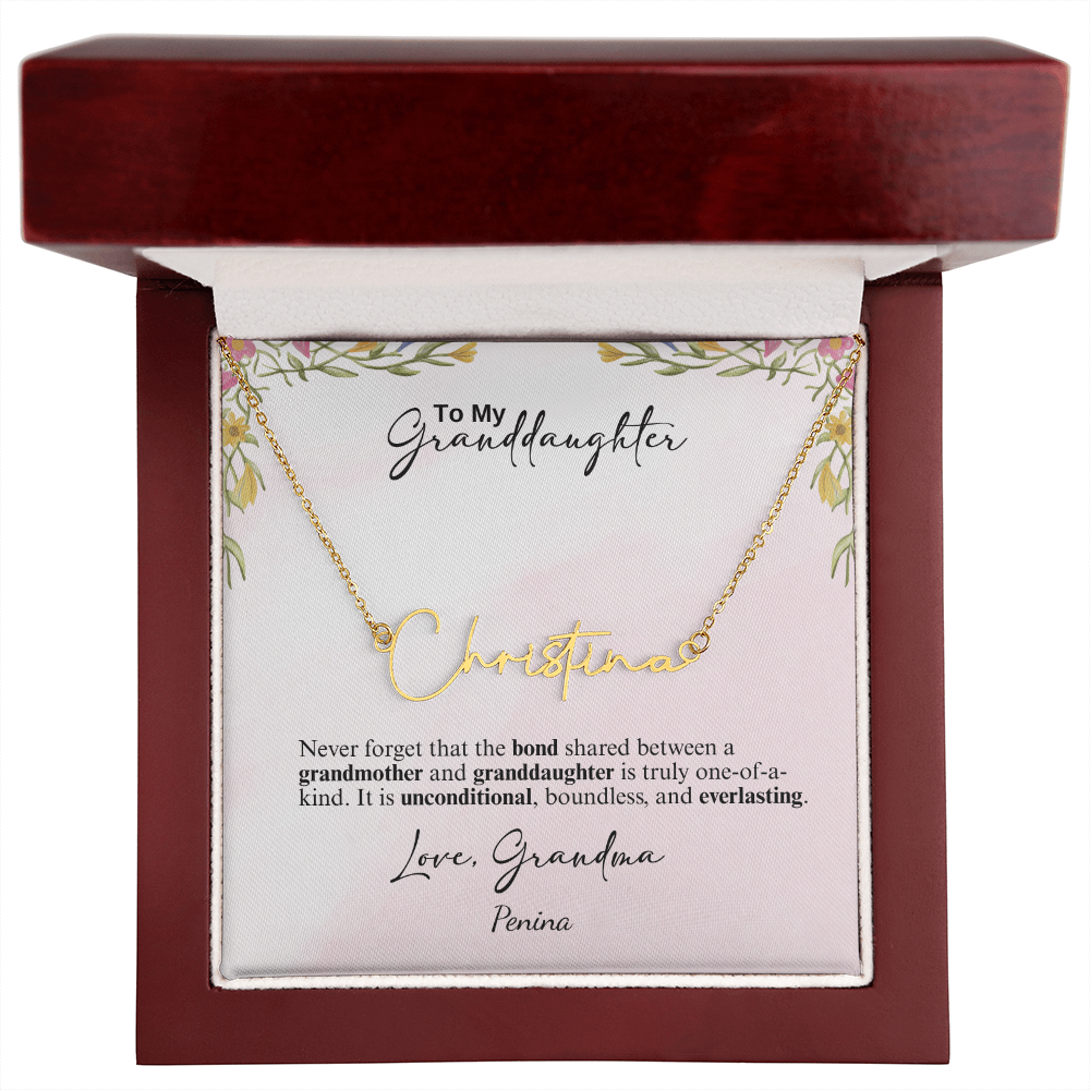 Custom Signature Style Name Necklace - a Gift from Grandmother to Granddaughter.