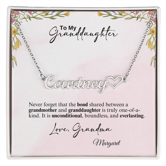 Personalized Heart Name Necklace- A Beloved Gift for a Granddaughter from a Grandmother.