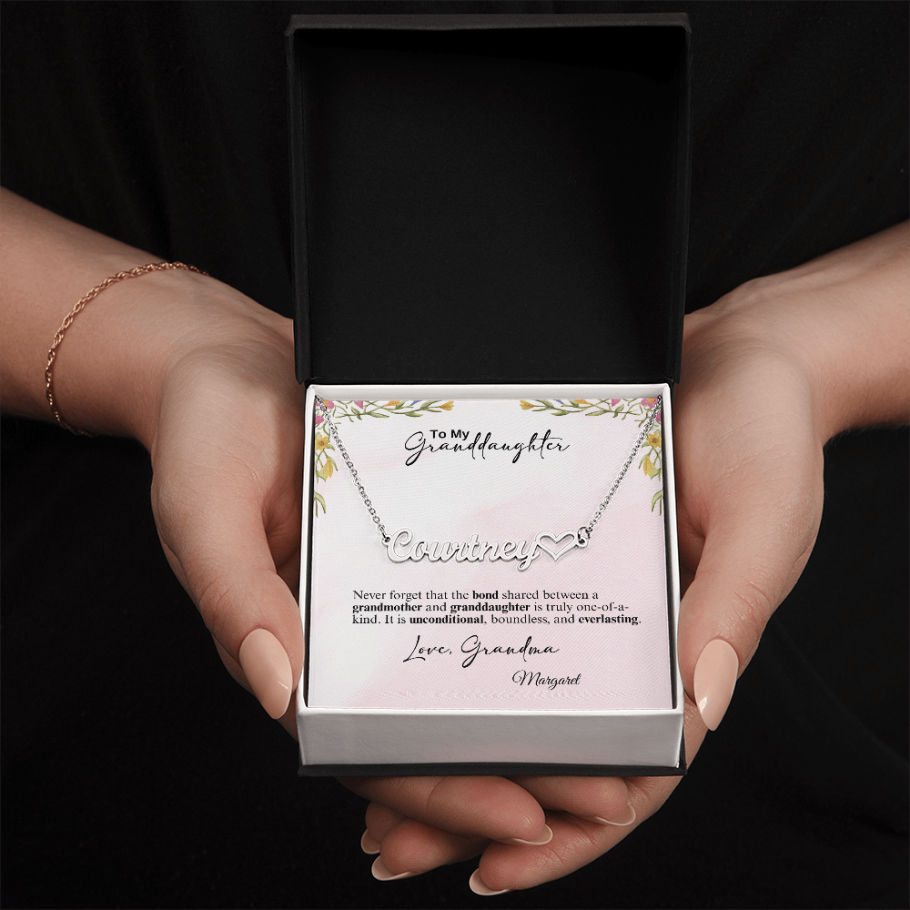 Personalized Heart Name Necklace- A Beloved Gift for a Granddaughter from a Grandmother.