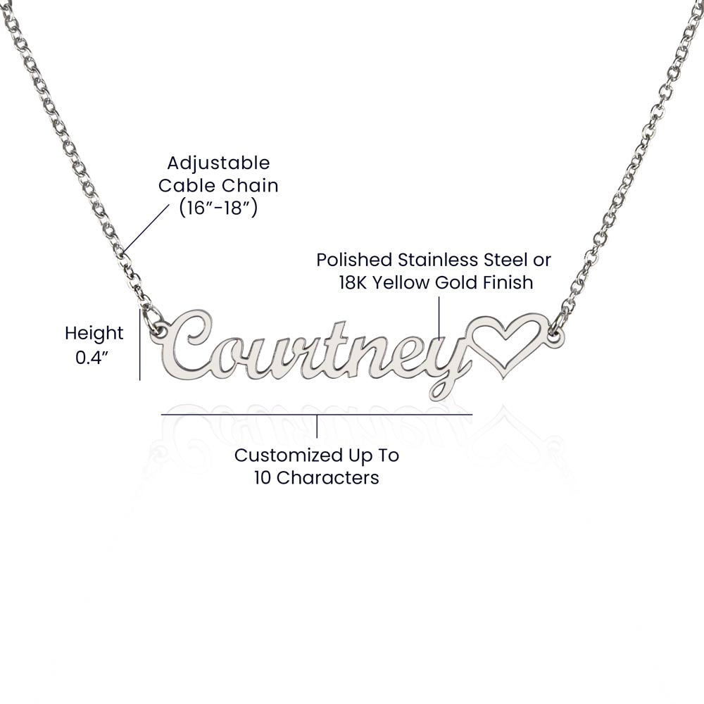 Personalized Heart Name Necklace- A Beloved Gift for a Granddaughter from a Grandmother.