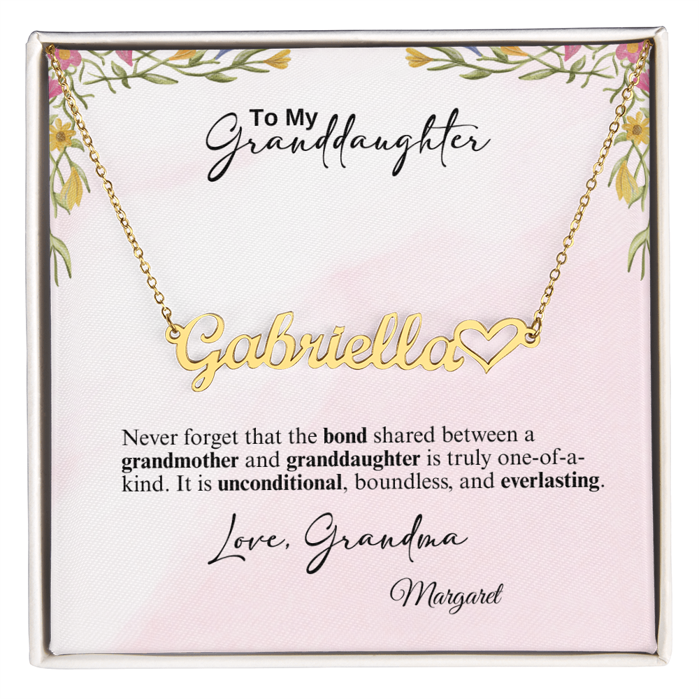 Personalized Heart Name Necklace- A Beloved Gift for a Granddaughter from a Grandmother.