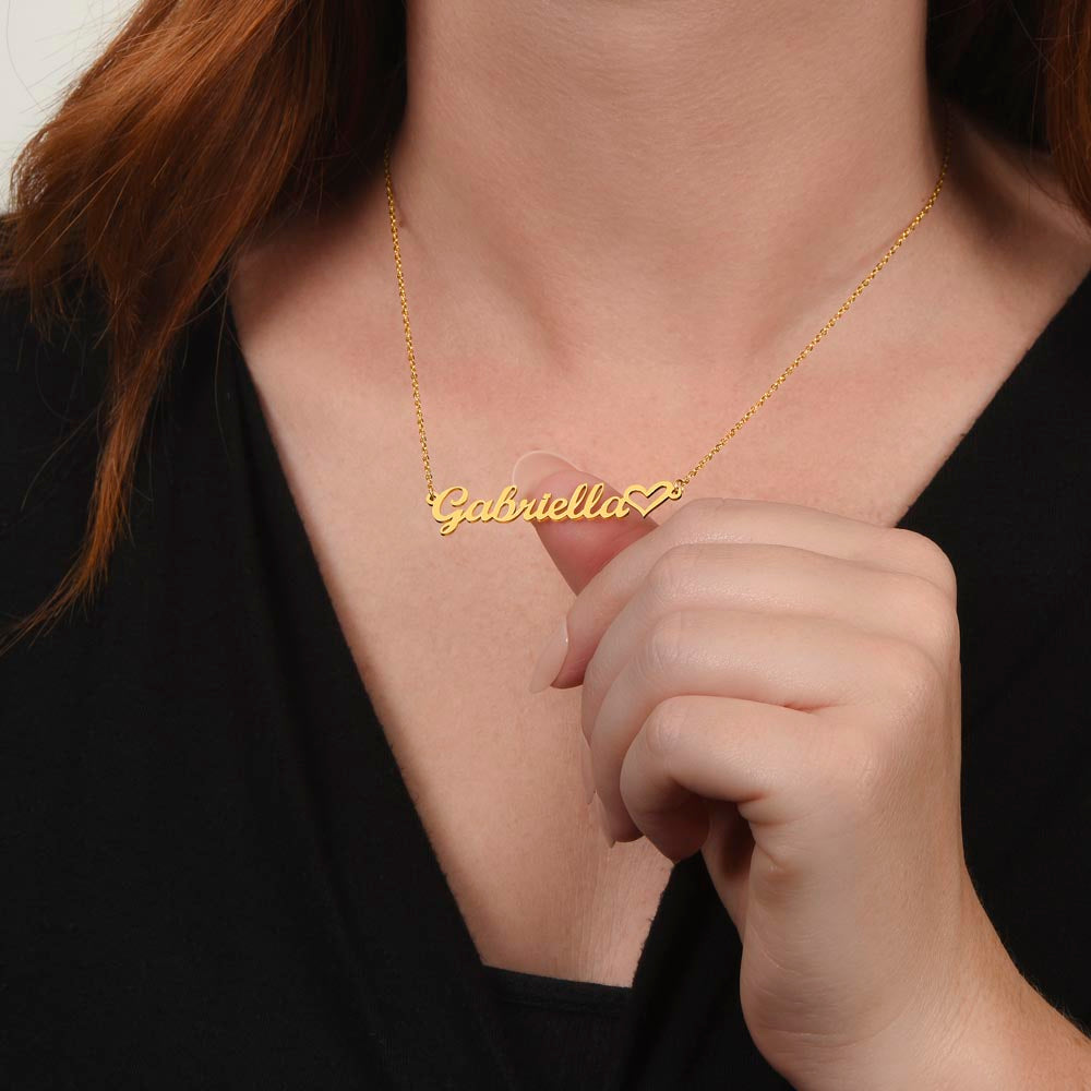 Personalized Heart Name Necklace- A Beloved Gift for a Granddaughter from a Grandmother.