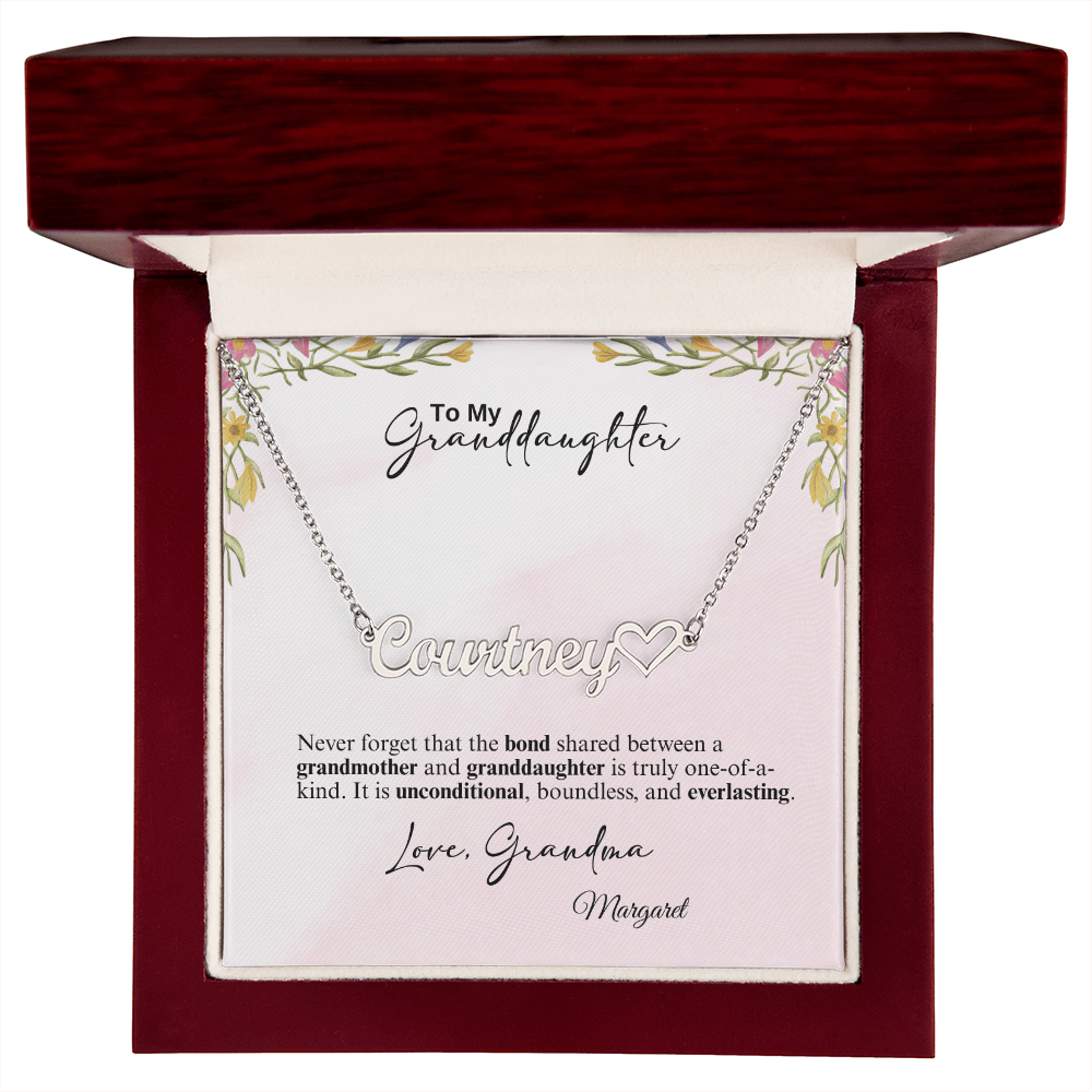 Personalized Heart Name Necklace- A Beloved Gift for a Granddaughter from a Grandmother.