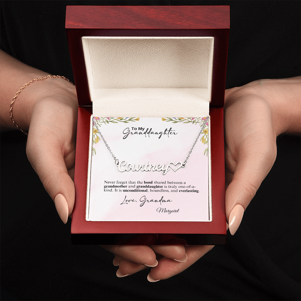 Personalized Heart Name Necklace- A Beloved Gift for a Granddaughter from a Grandmother.