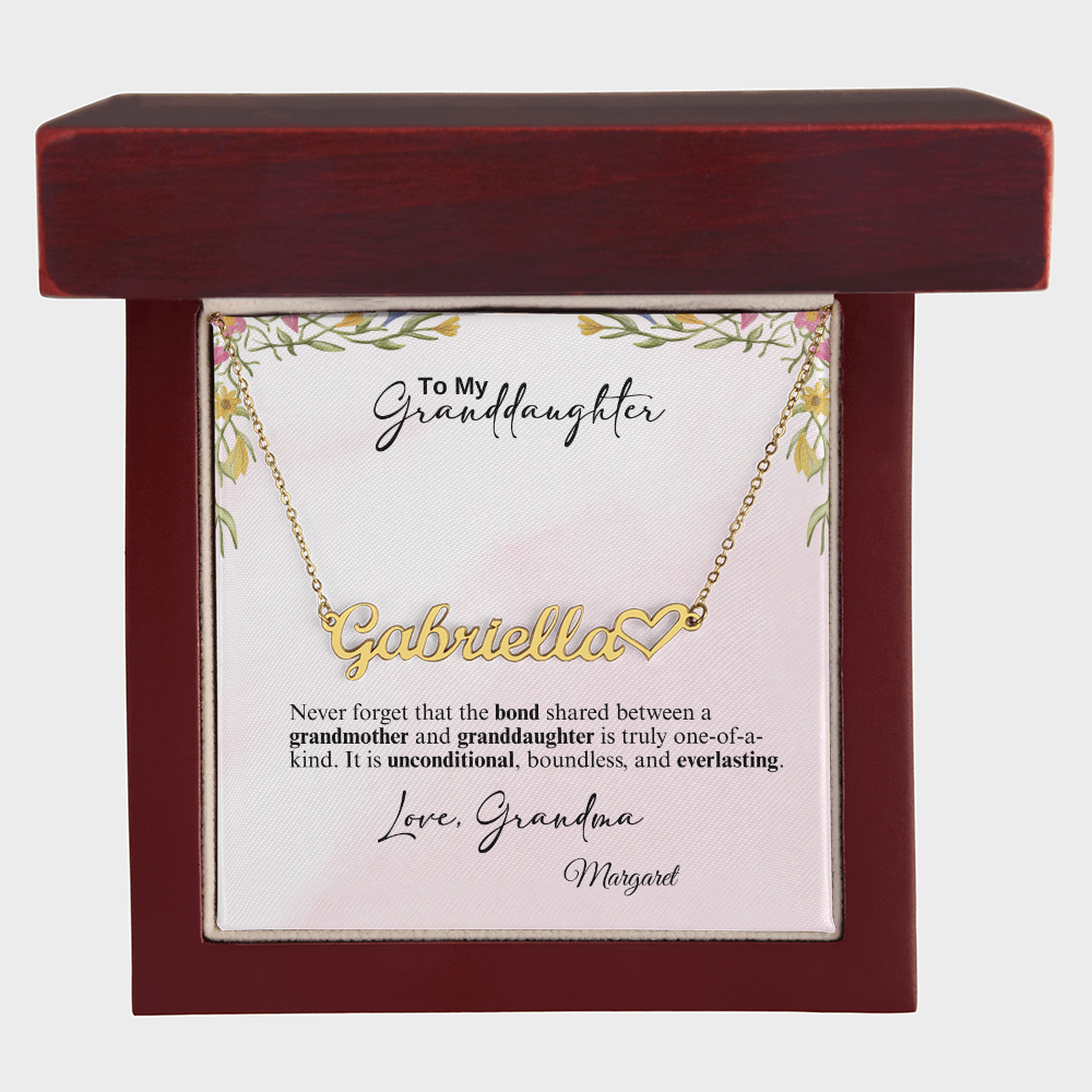 Personalized Heart Name Necklace- A Beloved Gift for a Granddaughter from a Grandmother.