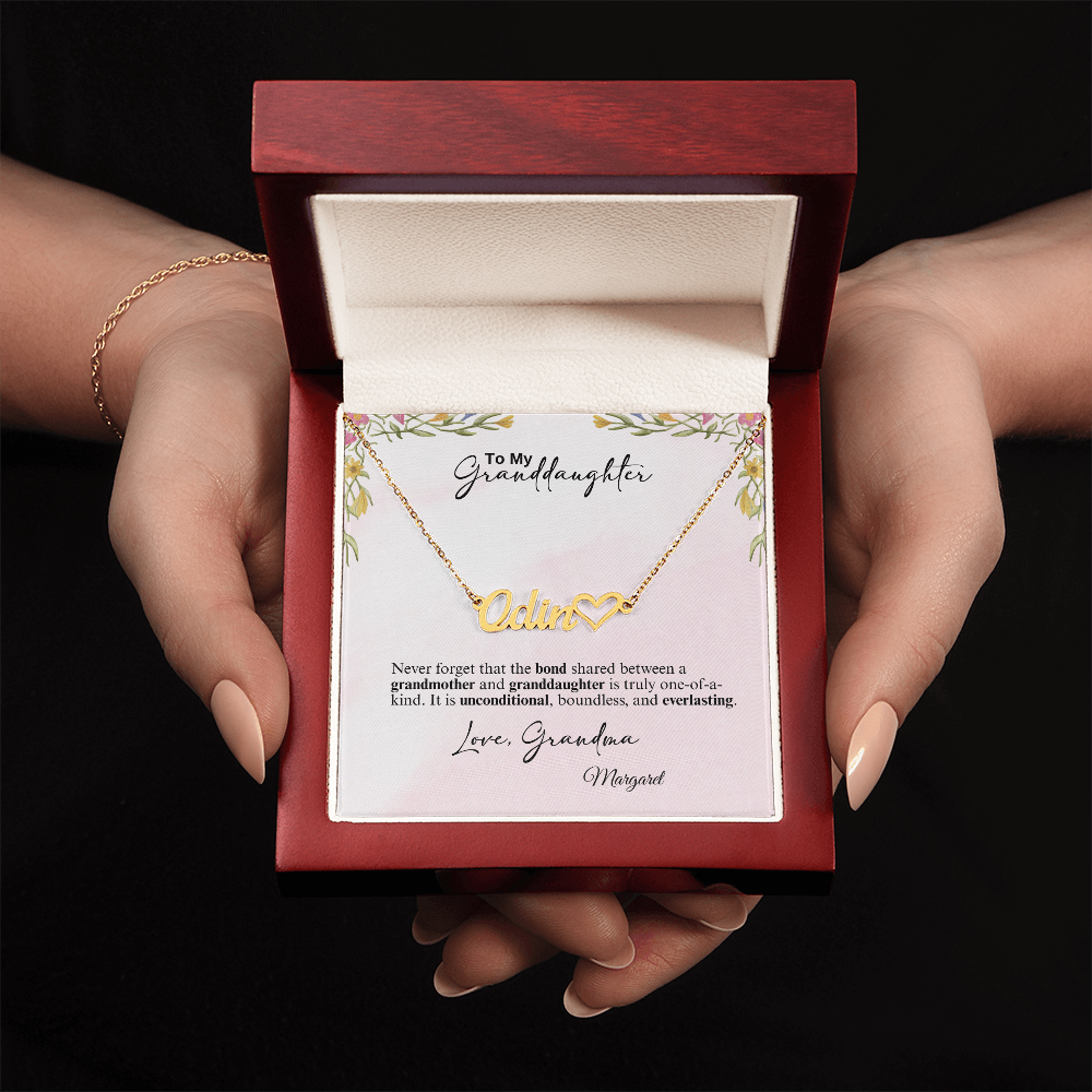 Personalized Heart Name Necklace- A Beloved Gift for a Granddaughter from a Grandmother.