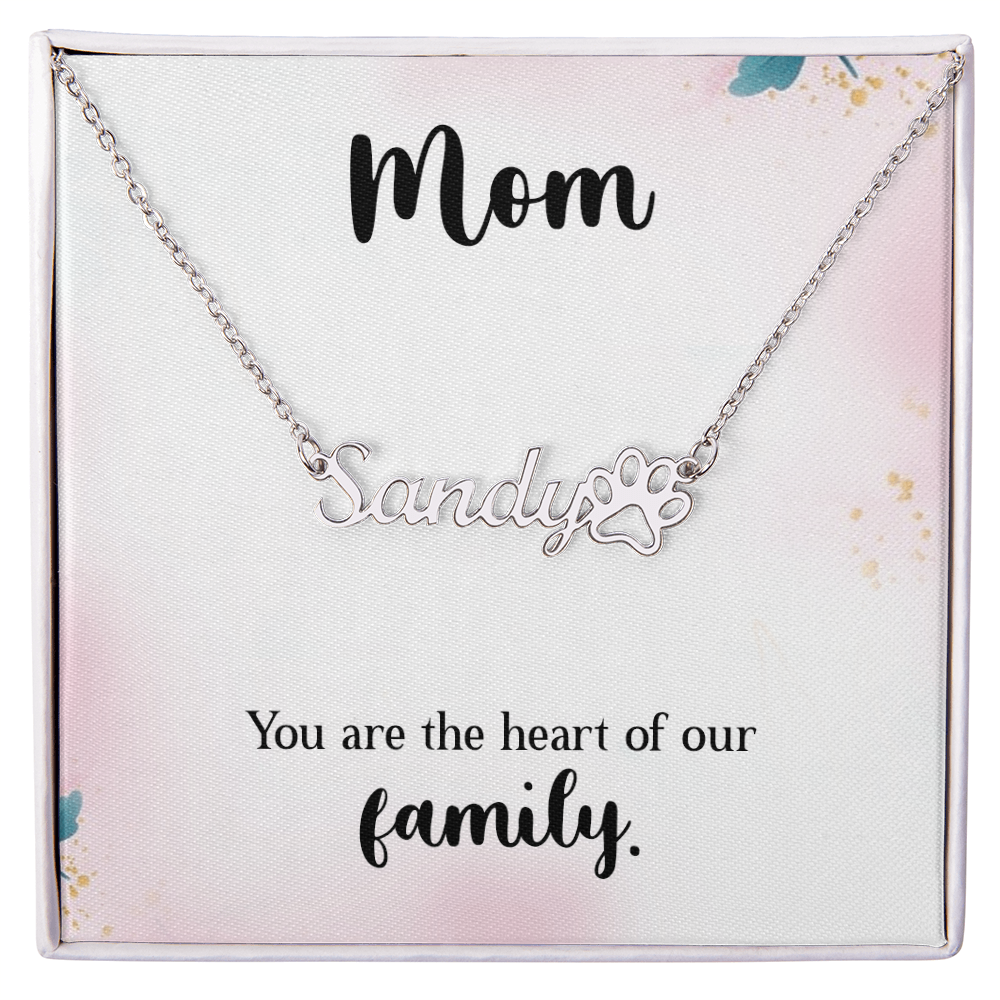 Personalized Paw Print Name Necklace- A Beloved Gift for Mom.