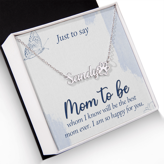 Personalized Paw Print Name Necklace- A Beloved Gift for a Granddaughter from a Grandmother.