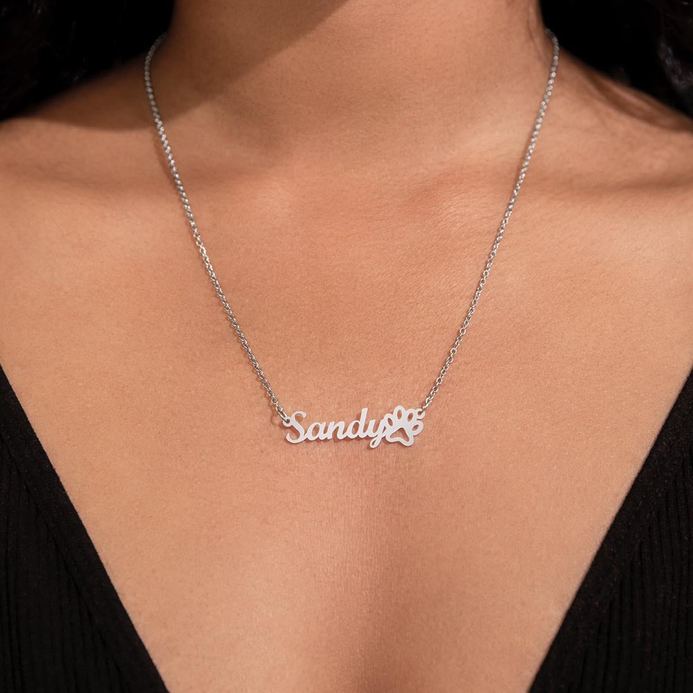 Personalized Paw Print Name Necklace- A Beloved Gift for Mom.