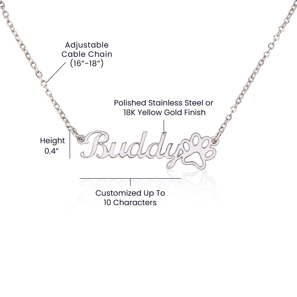 Personalized Paw Print Name Necklace- A Beloved Gift for Mom.