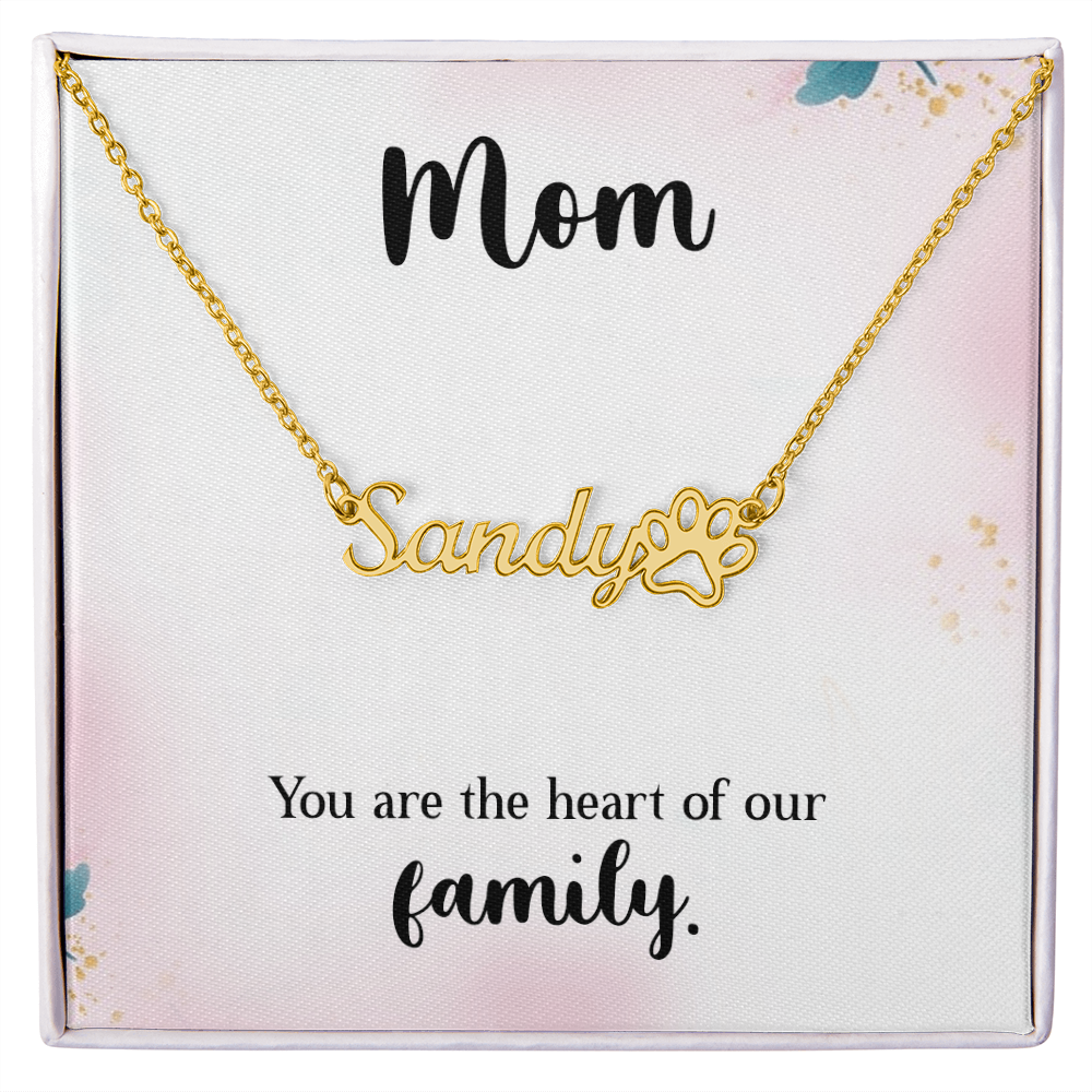 Personalized Paw Print Name Necklace- A Beloved Gift for Mom.