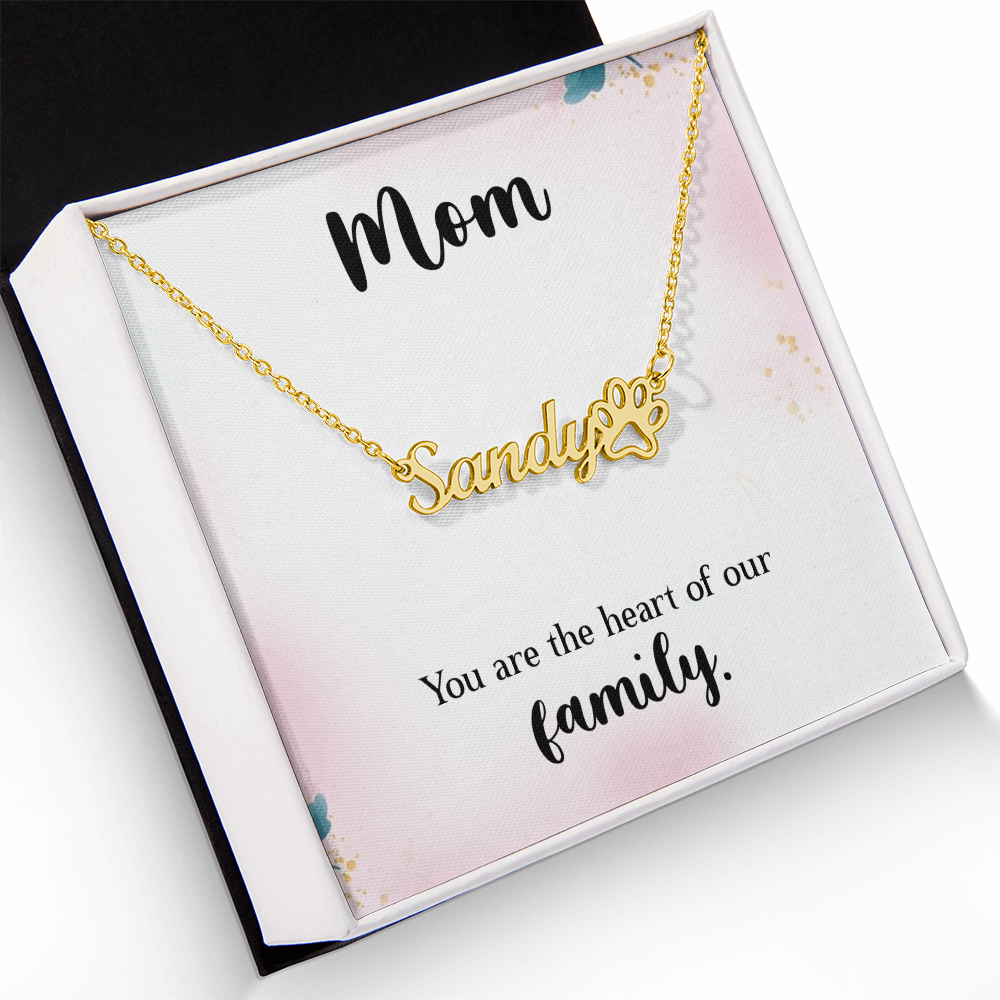 Personalized Paw Print Name Necklace- A Beloved Gift for Mom.