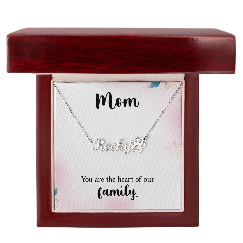 Personalized Paw Print Name Necklace- A Beloved Gift for Mom.