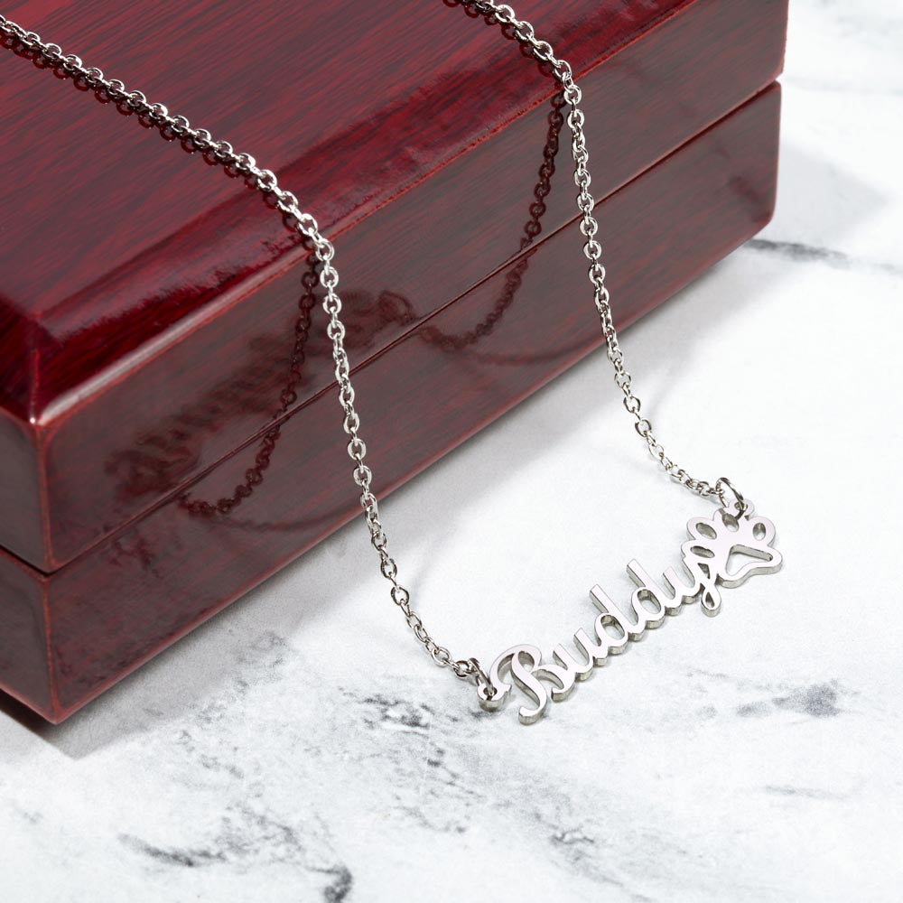 Personalized Paw Print Name Necklace- A Beloved Gift for Mom.