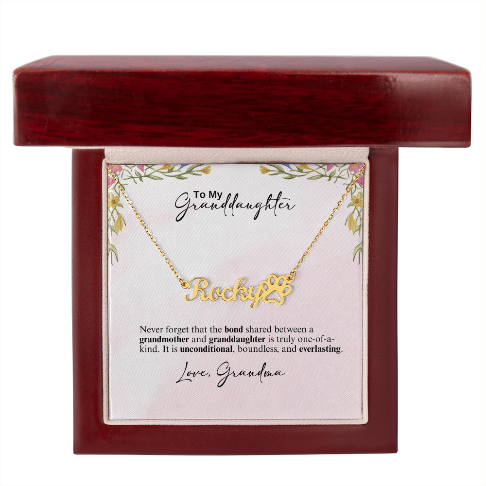 Personalized Paw Print Name Necklace- A Beloved Gift for a Granddaughter from a Grandmother.