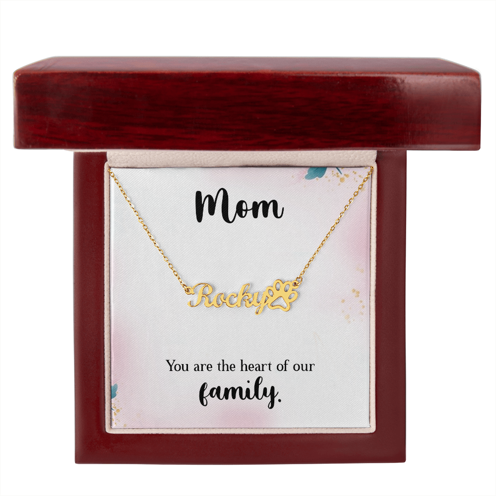 Personalized Paw Print Name Necklace- A Beloved Gift for Mom.