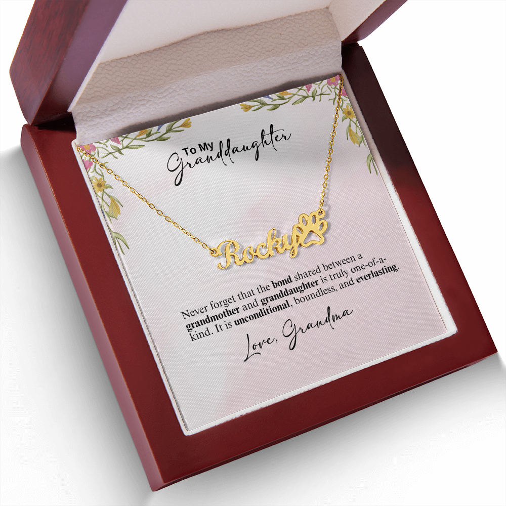 Personalized Paw Print Name Necklace- A Beloved Gift for a Granddaughter from a Grandmother.