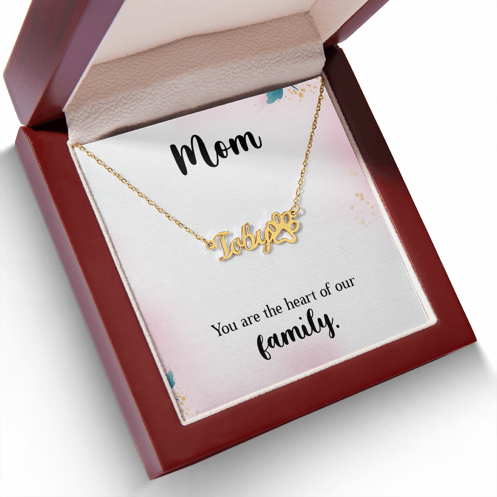 Personalized Paw Print Name Necklace- A Beloved Gift for Mom.