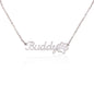 Personalized Cursive Name and Paw Print Symbol Necklace- a Gift for Daughters/Wife.