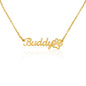 Personalized Cursive Name and Paw Print Symbol Necklace- a Gift for Daughters/Wife.