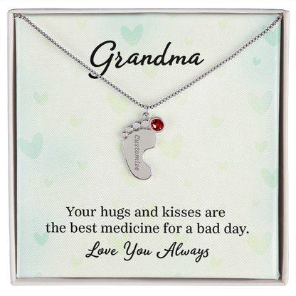 Custom Baby Feet with Birthstone- A Gift for Grandma for Mother's Day/ Birthdays.
