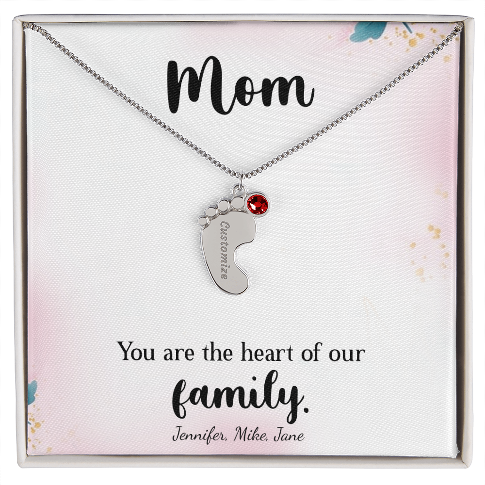 Custom Baby Feet Necklace with Birthstone, a Perfect Gift for Mother's Day/Birthdays.