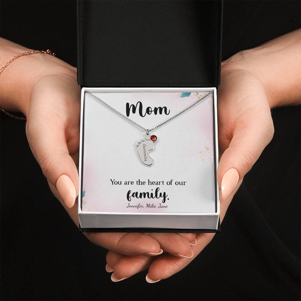 Custom Baby Feet Necklace with Birthstone, a Perfect Gift for Mother's Day/Birthdays.