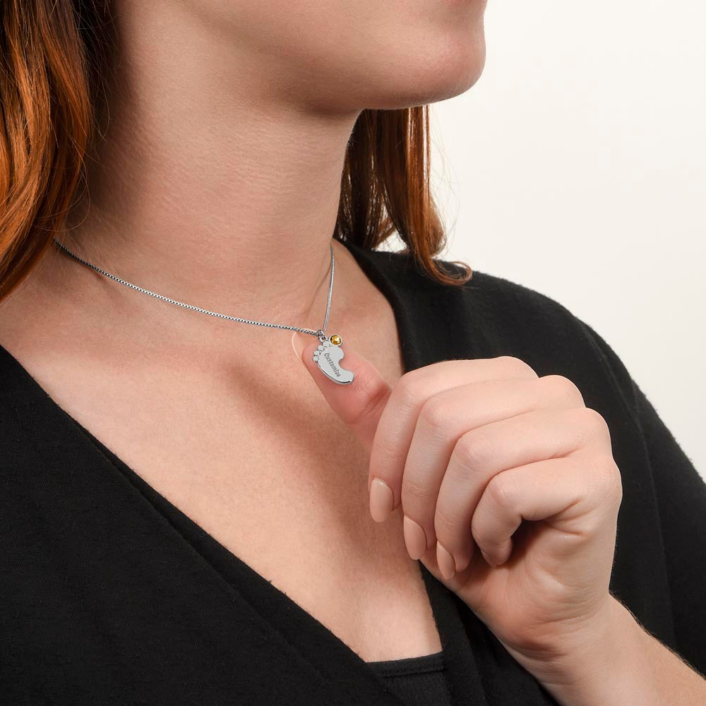 Custom Baby Feet Necklace with Birthstone Mom, a Perfect Gift for Mother's Day/Birthdays.