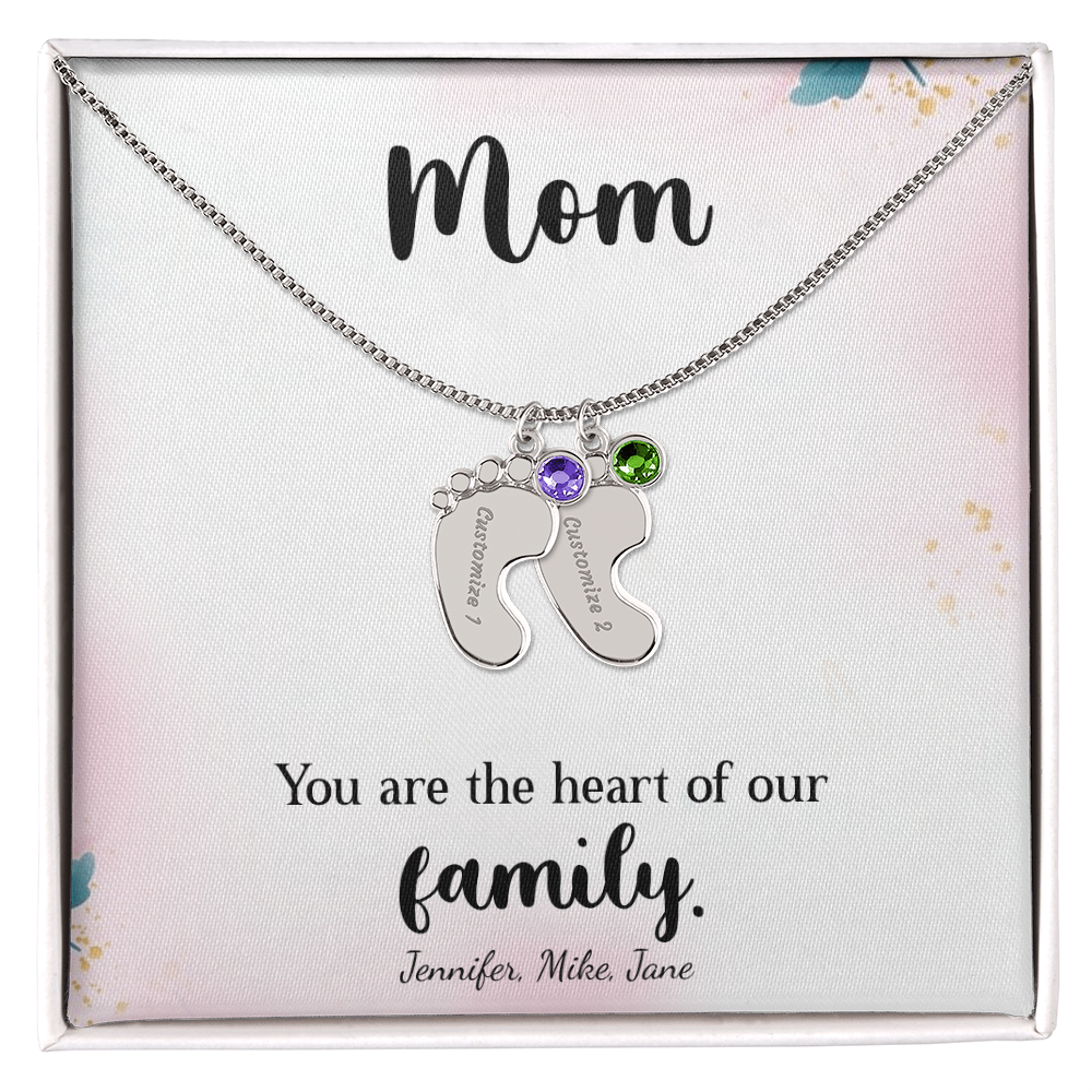 Custom Baby Feet Necklace with Birthstone, a Perfect Gift for Mother's Day/Birthdays.