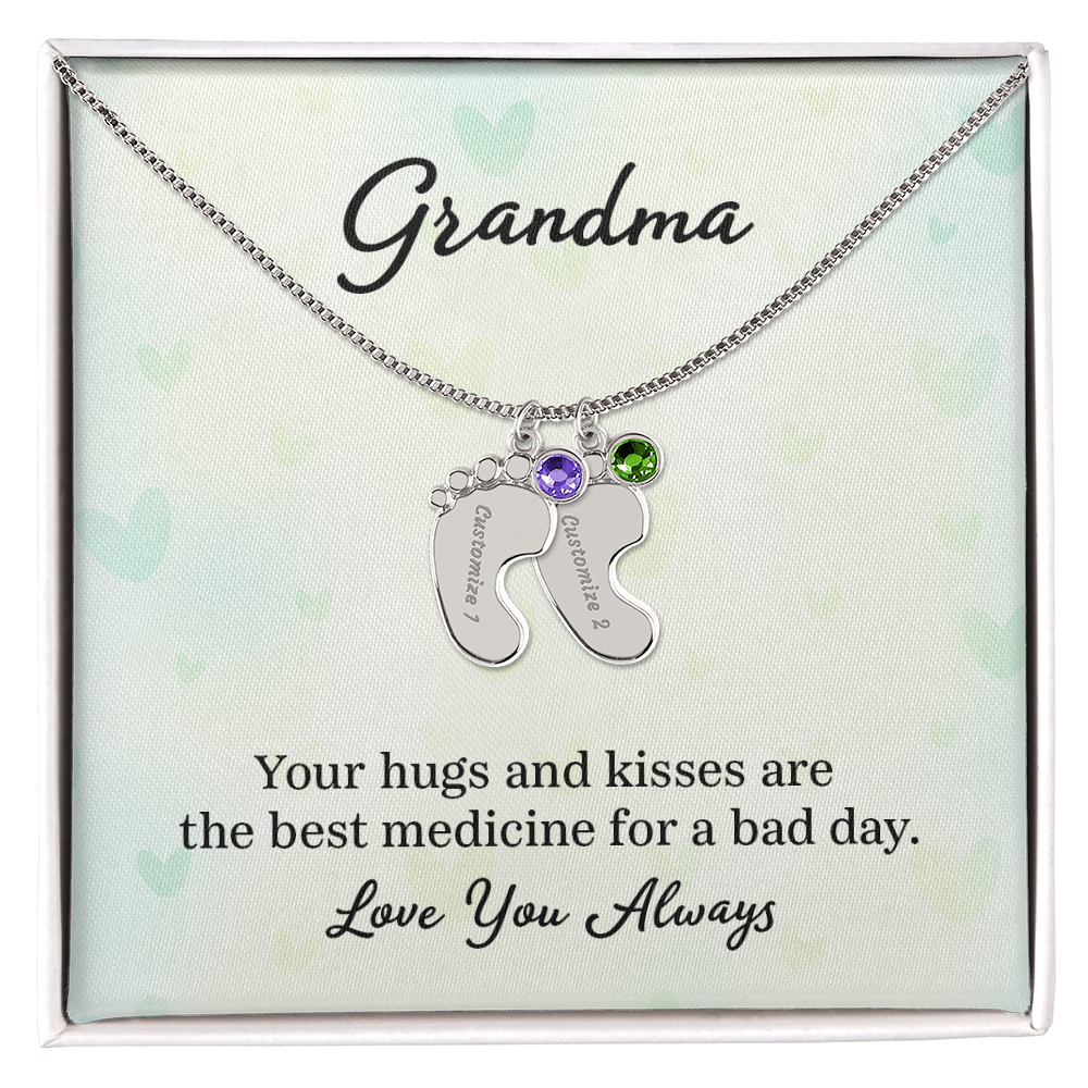 Custom Baby Feet with Birthstone- A Gift for Grandma for Mother's Day/ Birthdays.