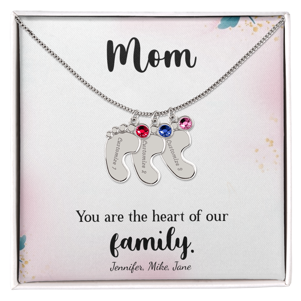 Custom Baby Feet Necklace with Birthstone, a Perfect Gift for Mother's Day/Birthdays.
