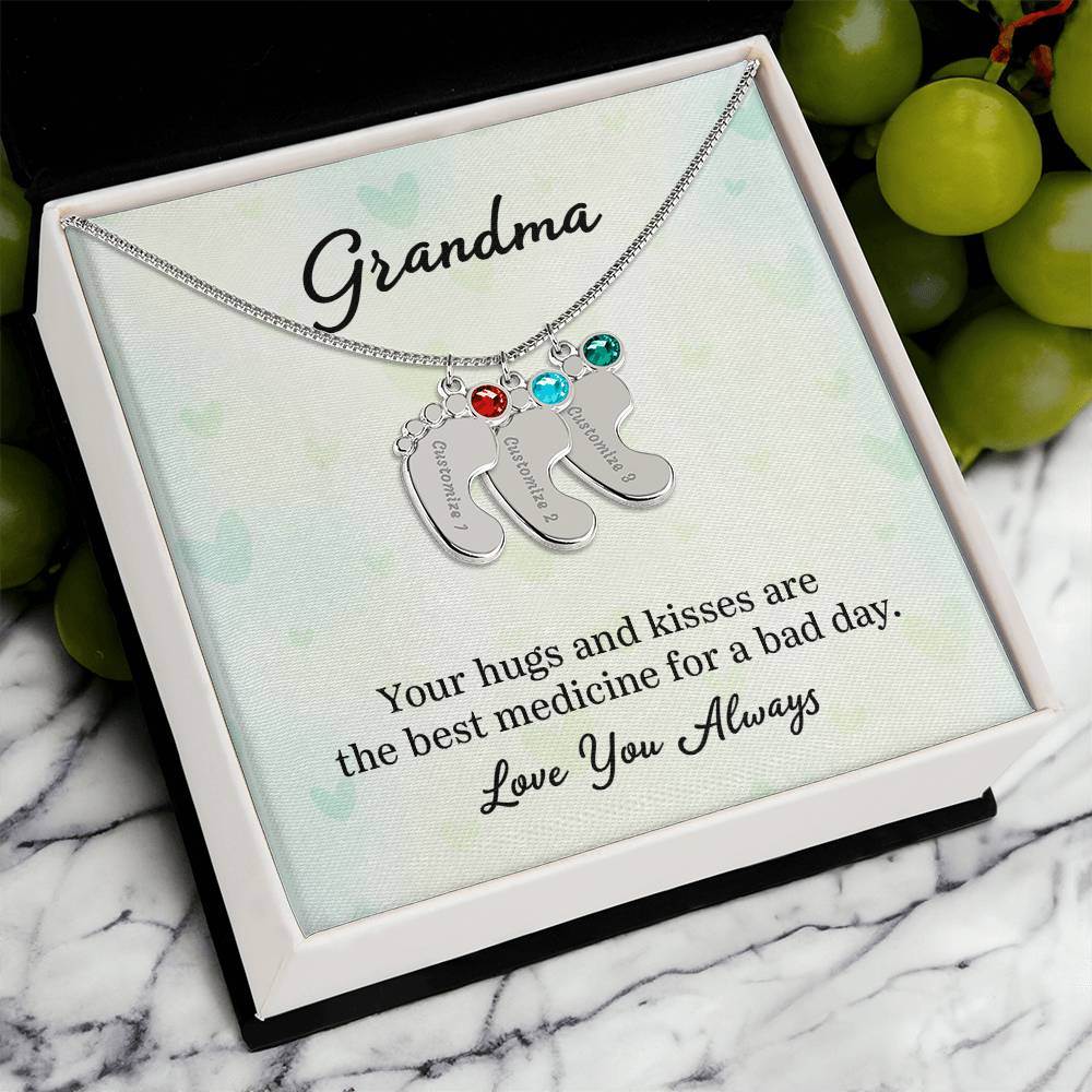 Custom Baby Feet with Birthstone- A Gift for Grandma for Mother's Day/ Birthdays.