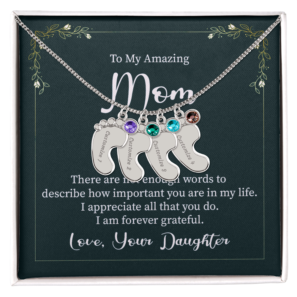 Custom Baby Feet Necklace with Birthstone Mom, a Perfect Gift for Mother's Day/Birthdays.