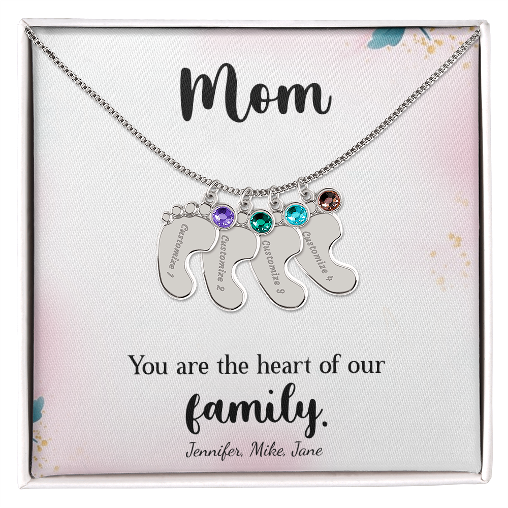 Custom Baby Feet Necklace with Birthstone, a Perfect Gift for Mother's Day/Birthdays.