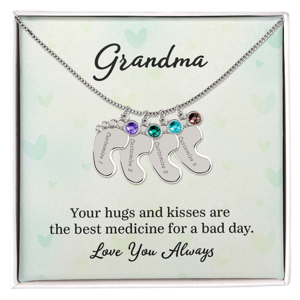 Custom Baby Feet with Birthstone- A Gift for Grandma for Mother's Day/ Birthdays.