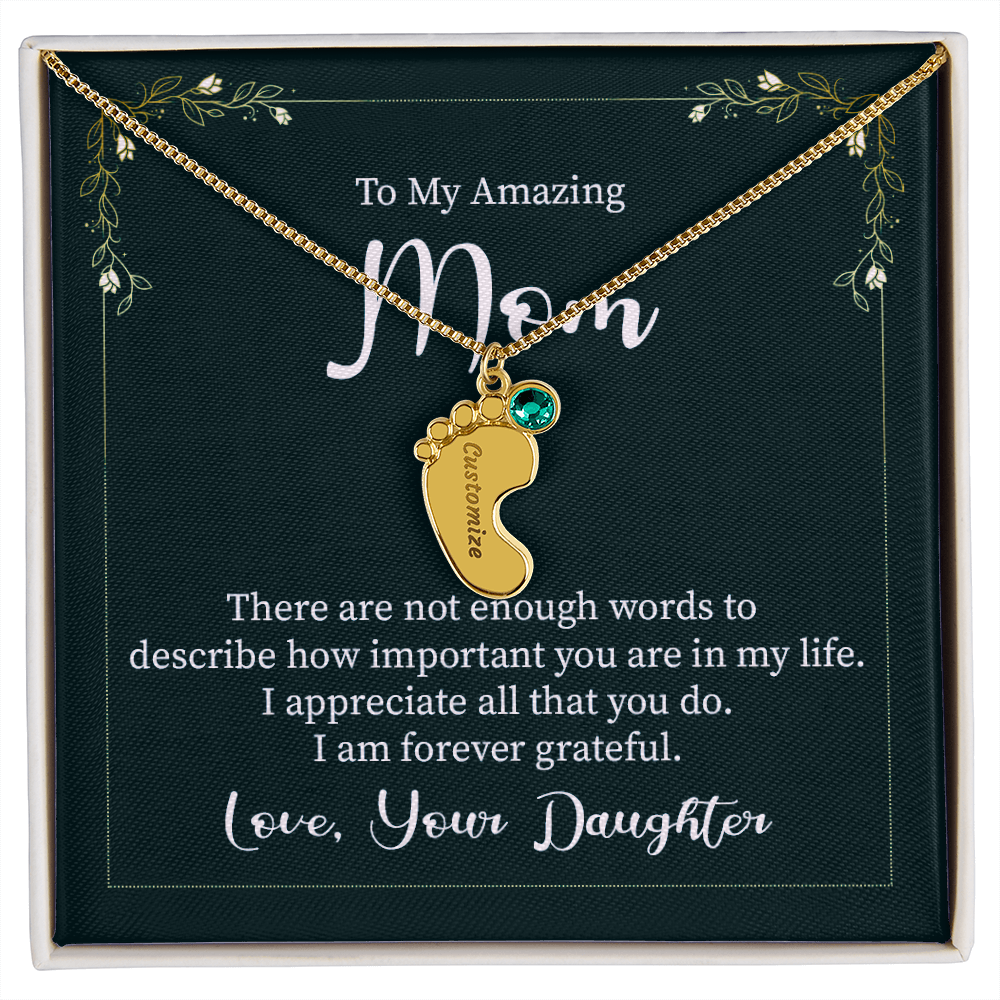 Custom Baby Feet Necklace with Birthstone Mom, a Perfect Gift for Mother's Day/Birthdays.