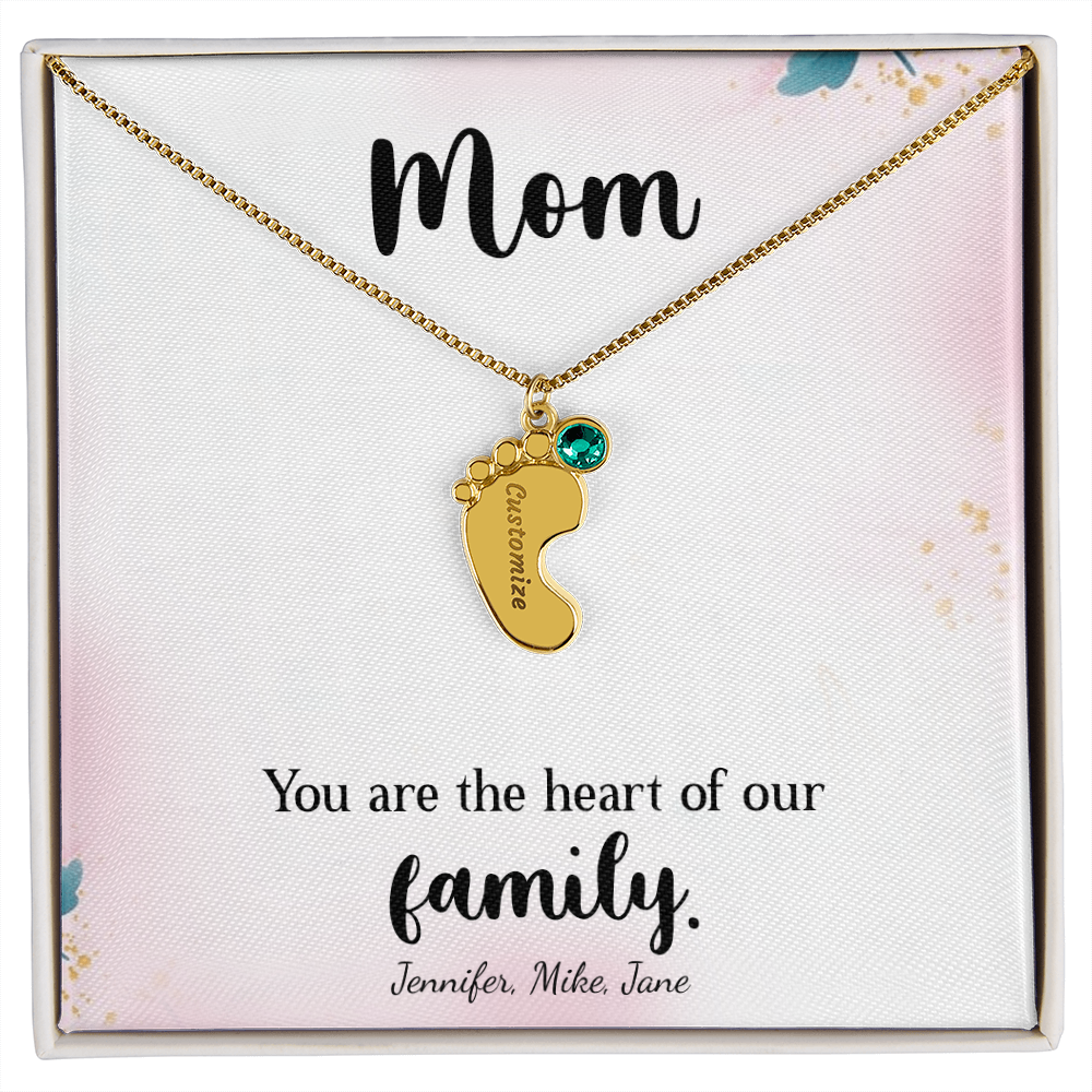 Custom Baby Feet Necklace with Birthstone, a Perfect Gift for Mother's Day/Birthdays.