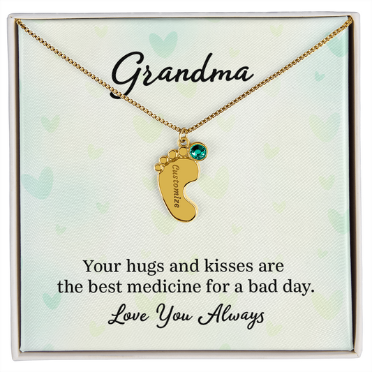 Custom Baby Feet with Birthstone- A Gift for Grandma for Mother's Day/ Birthdays.