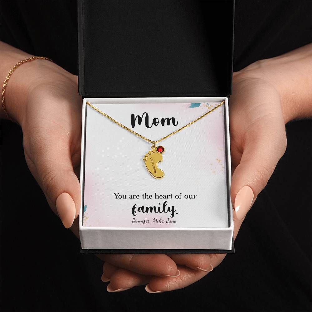 Custom Baby Feet Necklace with Birthstone, a Perfect Gift for Mother's Day/Birthdays.