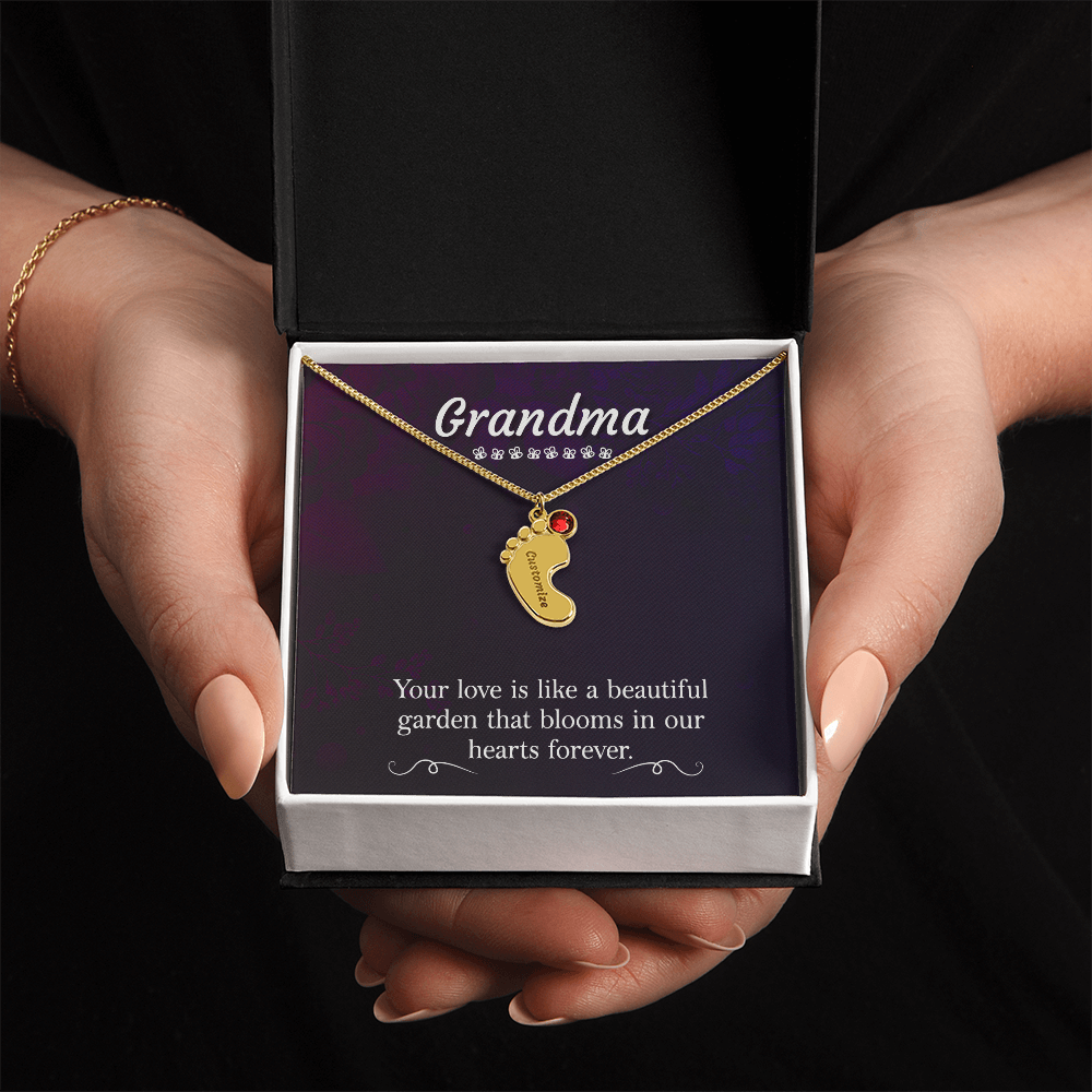 Custom Baby Feet Necklace with Birthstone Mom, a Perfect Gift for Mother's Day/Birthdays.