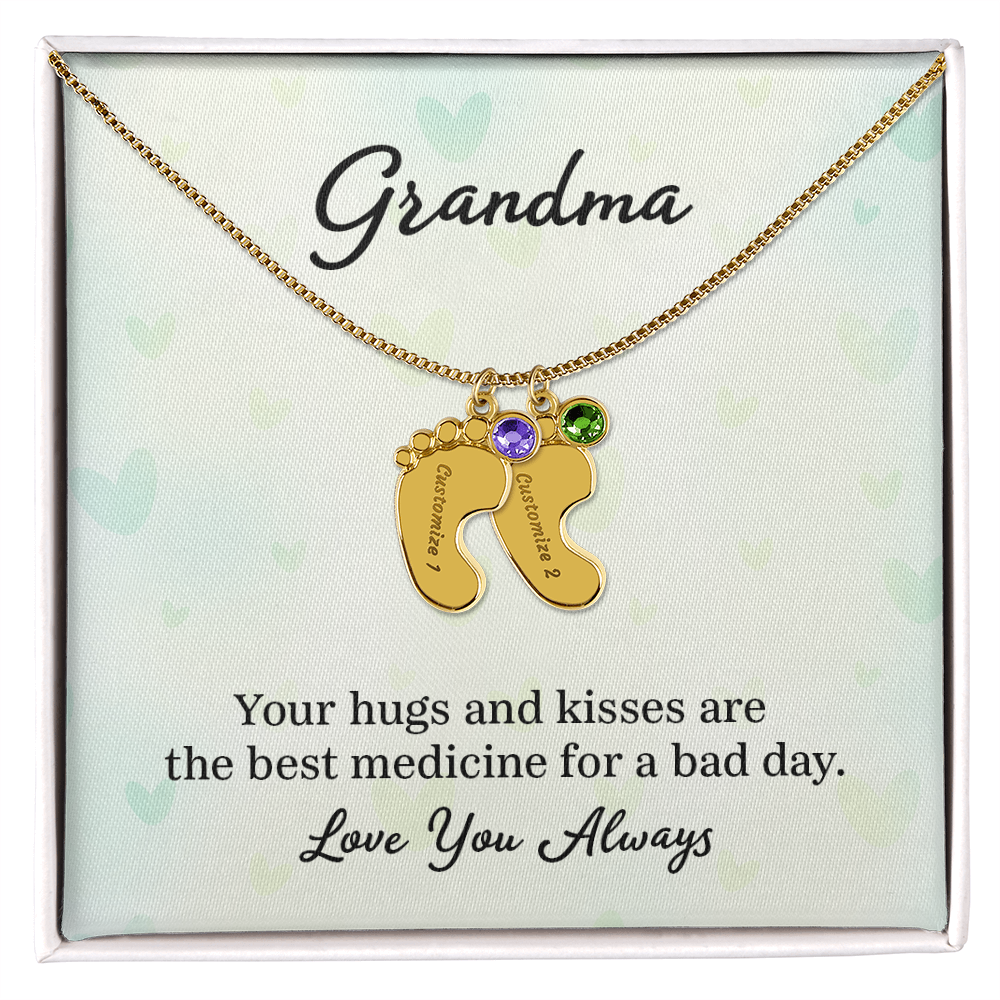 Custom Baby Feet with Birthstone- A Gift for Grandma for Mother's Day/ Birthdays.