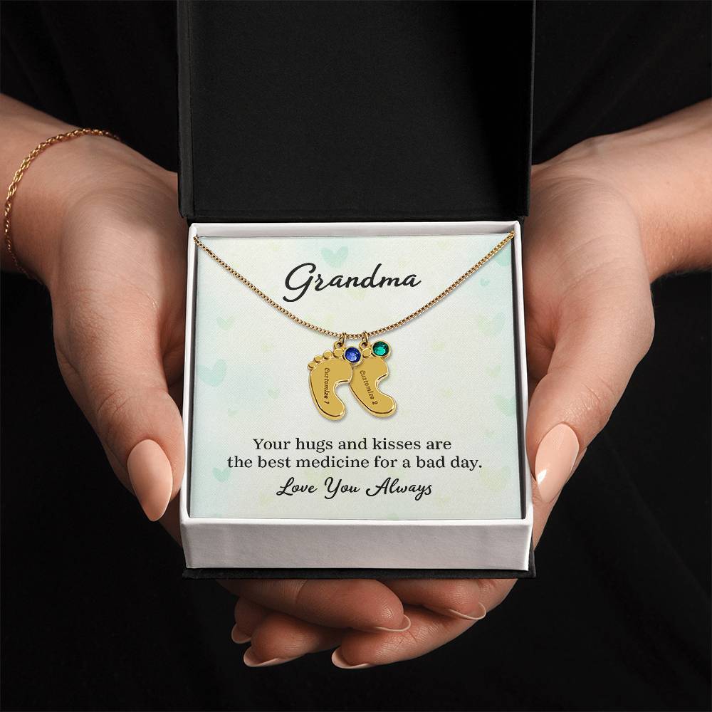 Custom Baby Feet with Birthstone- A Gift for Grandma for Mother's Day/ Birthdays.