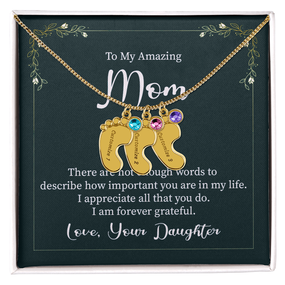 Custom Baby Feet Necklace with Birthstone Mom, a Perfect Gift for Mother's Day/Birthdays.