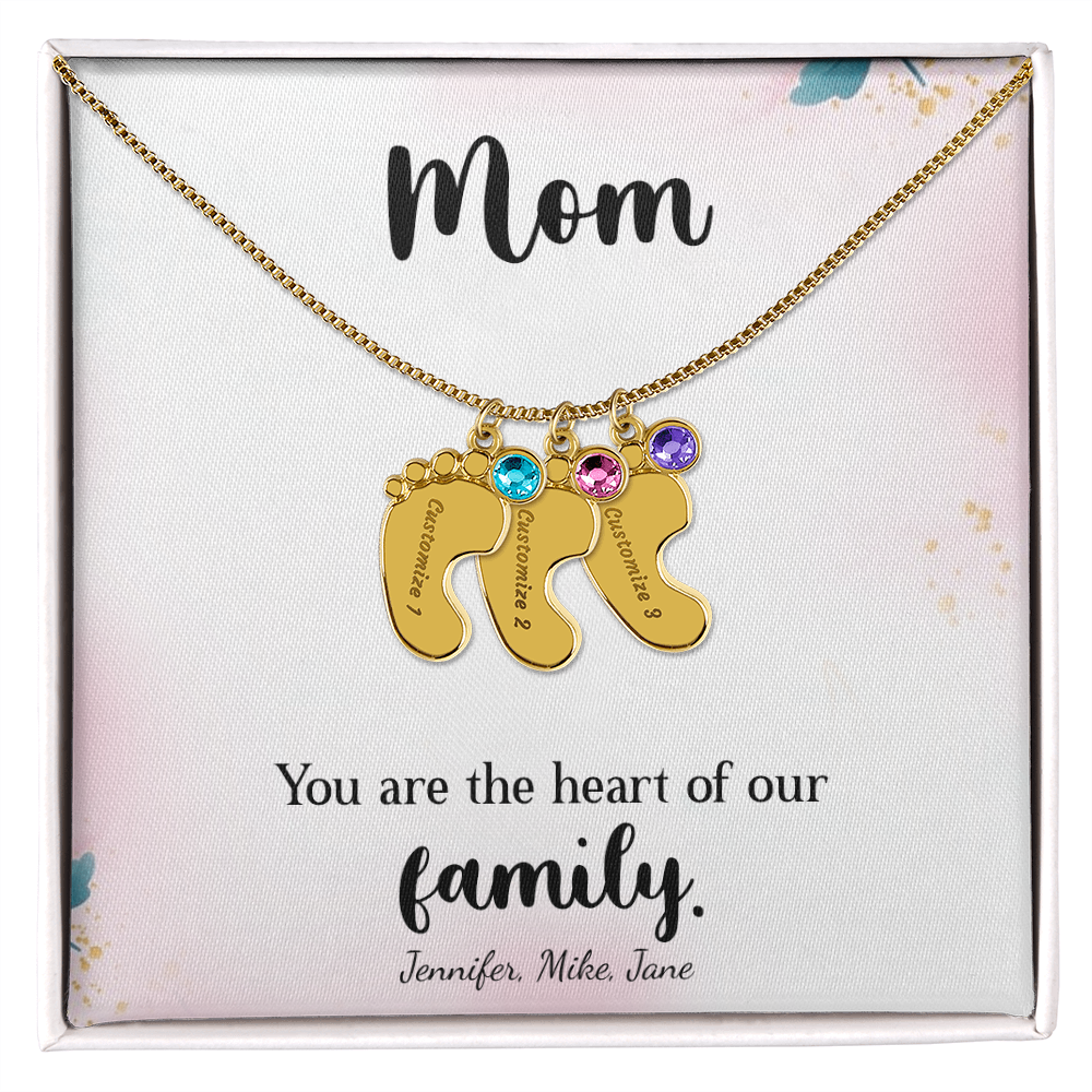 Custom Baby Feet Necklace with Birthstone, a Perfect Gift for Mother's Day/Birthdays.