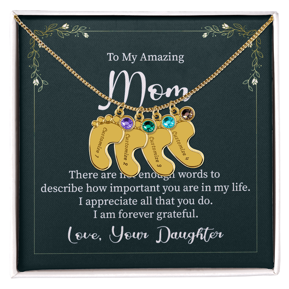 Custom Baby Feet Necklace with Birthstone Mom, a Perfect Gift for Mother's Day/Birthdays.