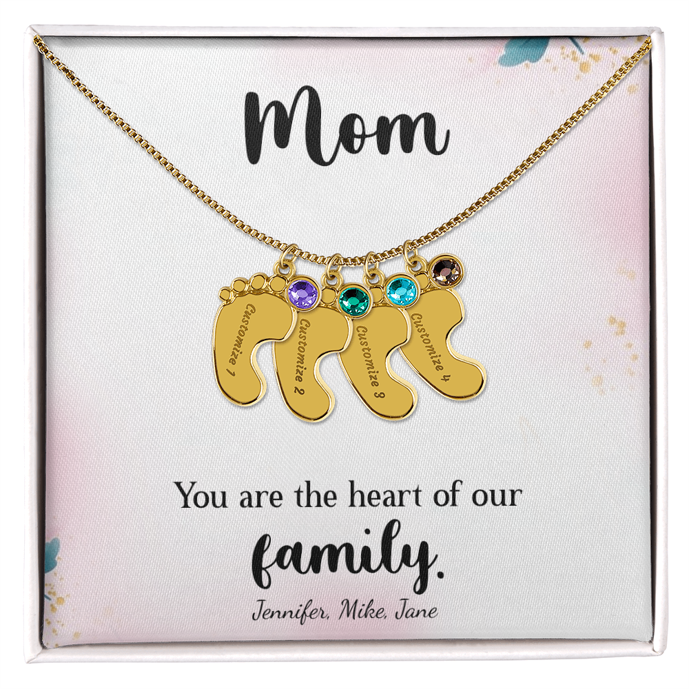 Custom Baby Feet Necklace with Birthstone, a Perfect Gift for Mother's Day/Birthdays.
