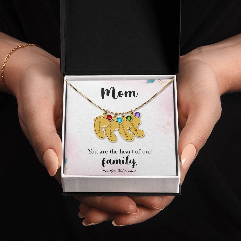 Custom Baby Feet Necklace with Birthstone, a Perfect Gift for Mother's Day/Birthdays.