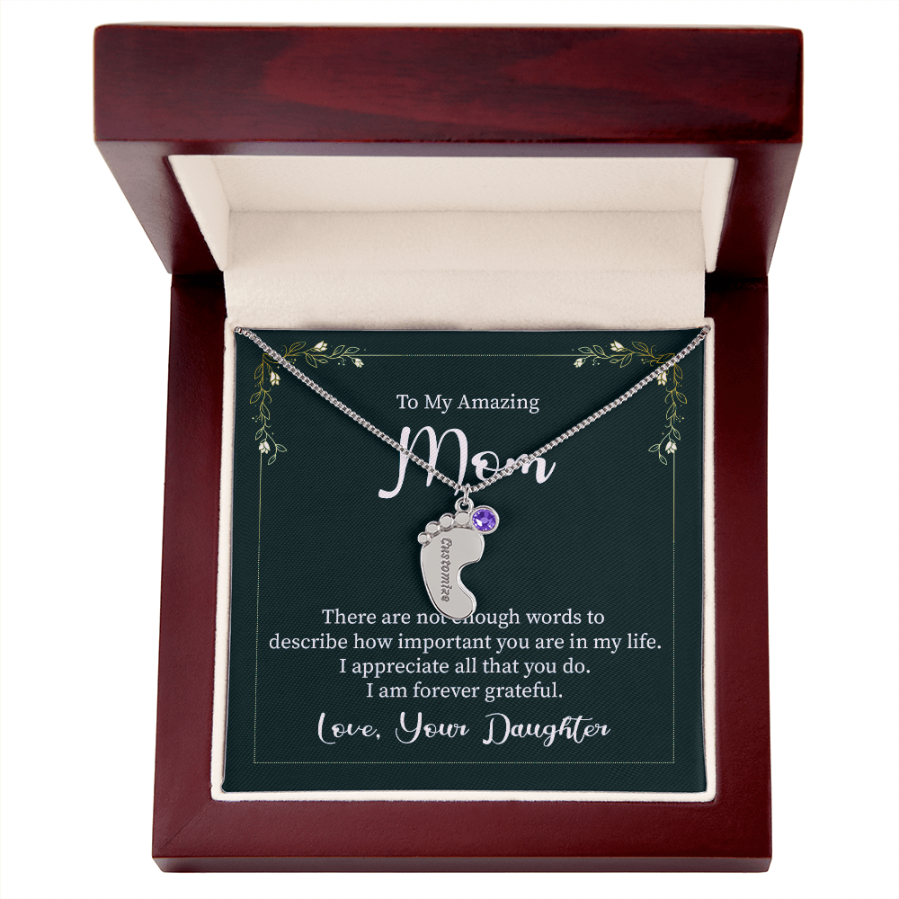 Custom Baby Feet Necklace with Birthstone Mom, a Perfect Gift for Mother's Day/Birthdays.