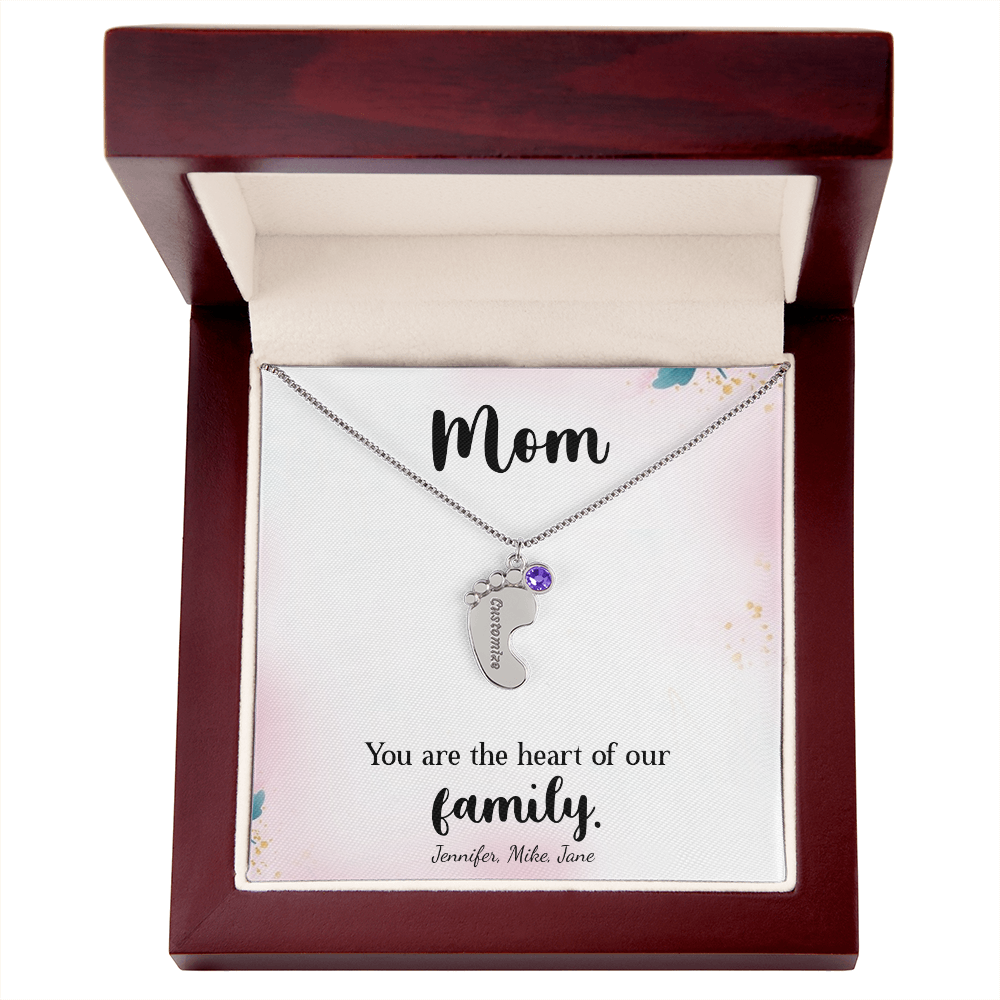 Custom Baby Feet Necklace with Birthstone, a Perfect Gift for Mother's Day/Birthdays.
