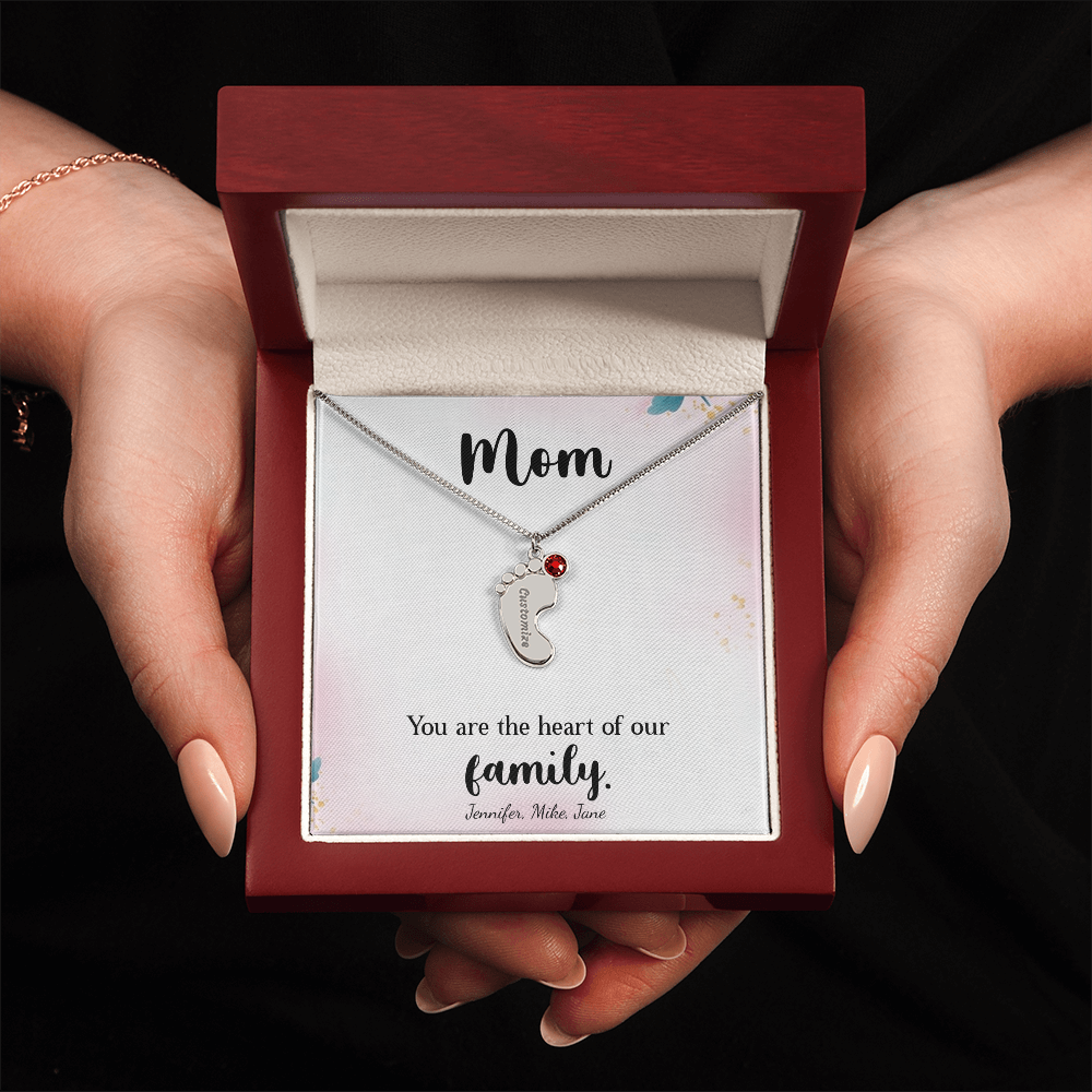 Custom Baby Feet Necklace with Birthstone, a Perfect Gift for Mother's Day/Birthdays.